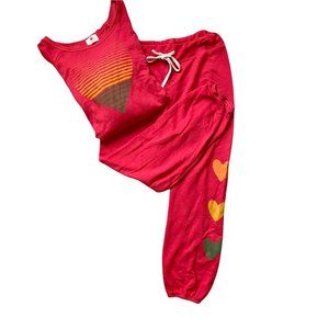 Sundry Heart Raglan Pink Sweatshirt Sweatpants Lounge Set